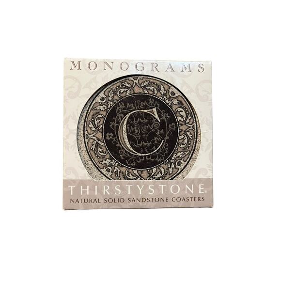 Set of Four Monogrammed‎ Letter C Thirstystone Drink Coasters EUC - Picture 1 of 4